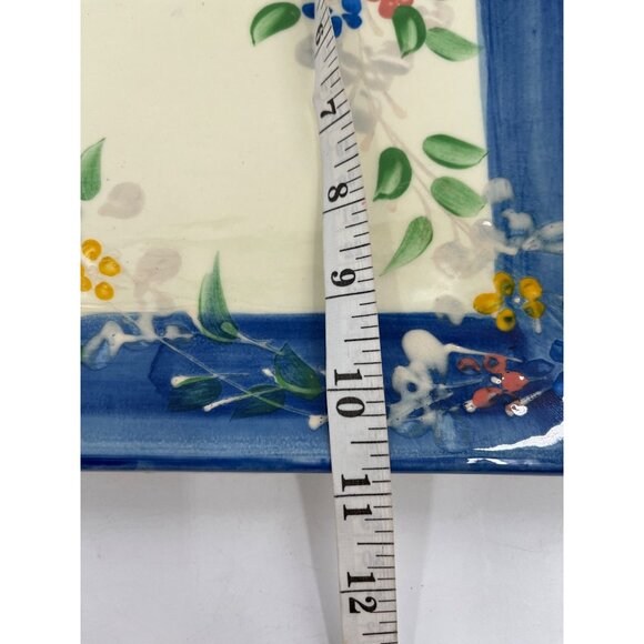 Poterie Provence Hand-Painted Ceramic Serving Platter Floral Blue Border - Picture 8 of 8